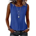 thumbnail image 5 of beishanbush Summer Sales Saving $10 Spring Casual Sleeveless Shirts Blouses Clothing Women's Cotton Linen Tank Top,Crewneck Sleeveless Pleats Lightweight Casual Comfy Summer Under $10, 5 of 7