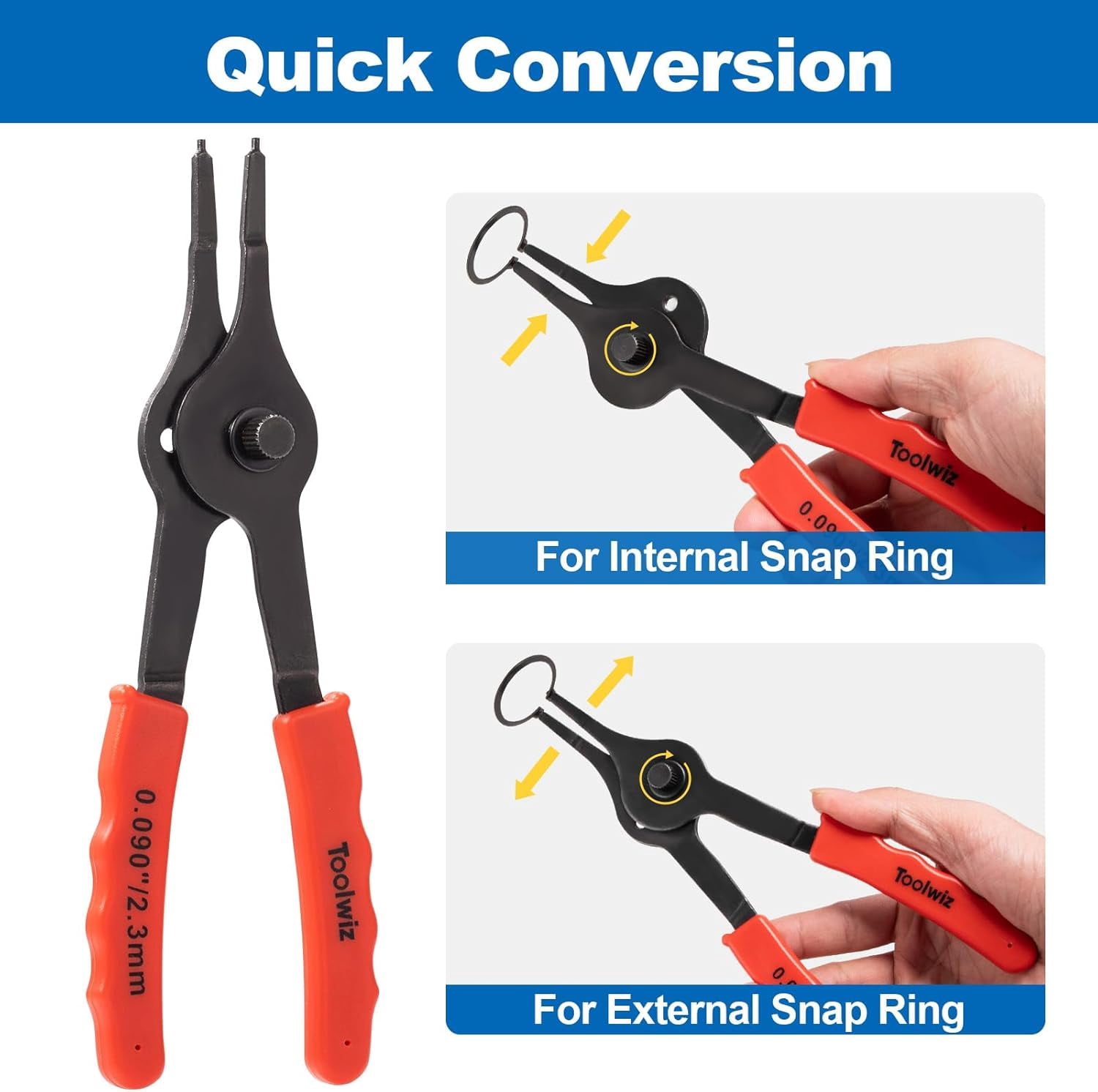 Snap Ring Set, 10 Pcs Internal & External Retaining Ring Circlip C Clip , Heavy Duty Bent Straight Automotive Tools, Include Hook, Pick, and Storage Case