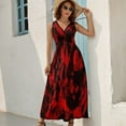 thumbnail image 5 of Red Black Red And Black Ink, Abstract Art Sleeveless Dress Dresses Women Summer Evening Dresses Ladies Bohemia Long Dresses, 5 of 9