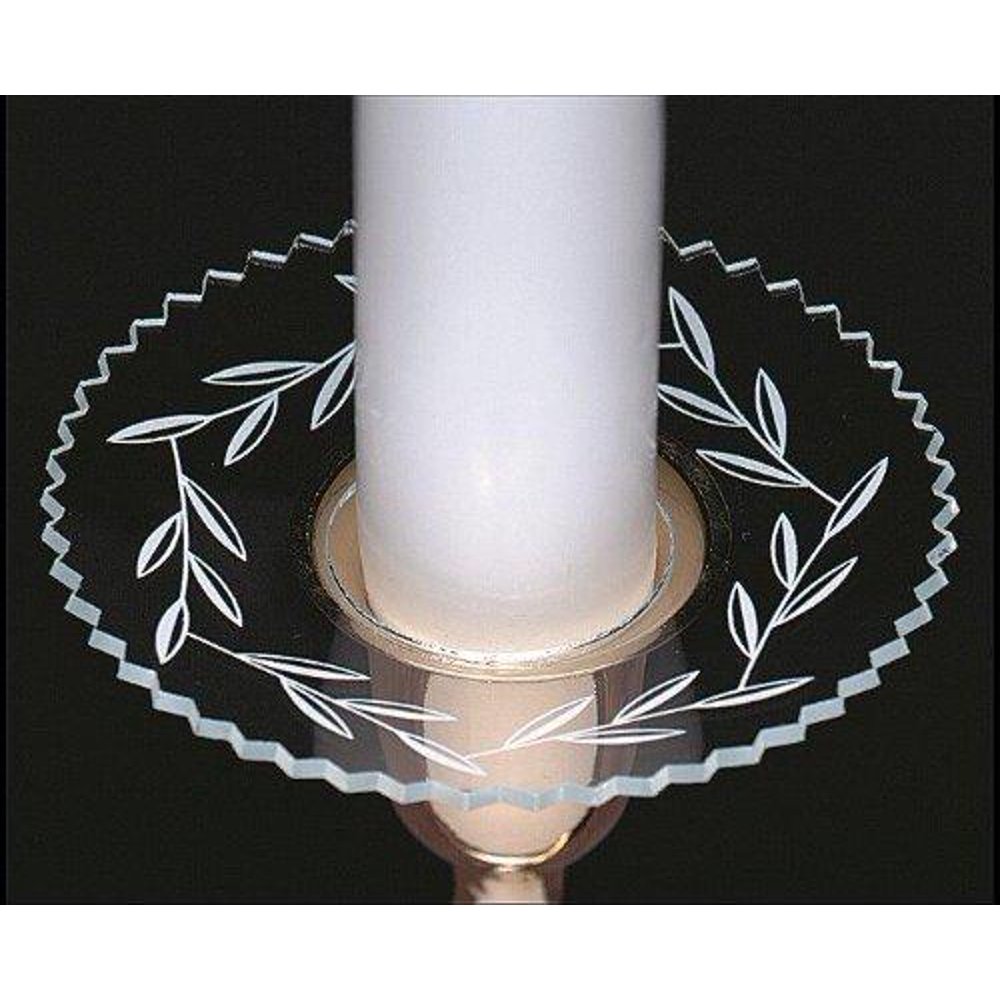 Upgradelights Clear Glass Bobeche with Etched Design Candle Ring Wax