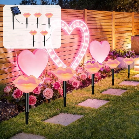 Valentine's Day Heart Solar Lights Set of 5, Outdoor Waterproof Valentine's Day Solar Garden Stake Lights, LED Lights Wedding Decorations for Yard Porch