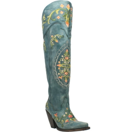

Women s Dan Post Flower Child Leather Boots Handcrafted Turquoise