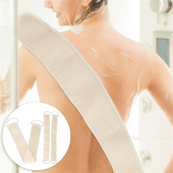 Fiudx Correa Exfoliante para La Espalda, Hecha de Fibra Natural de Líber y Hojas, de Secado Rápido y Antimoho, Cobertura Total para La Ducha, Duradera y Lavable a Máquina, 70 X 8 Cm (Paquete de 1)