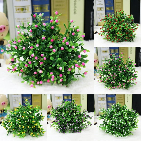 AURORA TRADE 24cm Artificial Plastic Green Plant Home Decor Bouquet