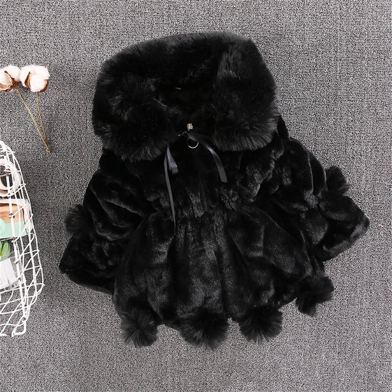 EnJoCho Girls Dress Coat Toddler Hooded Fax Fr Jacket Princess Coat  Baby Winter Fuzzy Fleec Thicken Overcoat Formal Party Outerwear Warm Coat  - Walmart.com