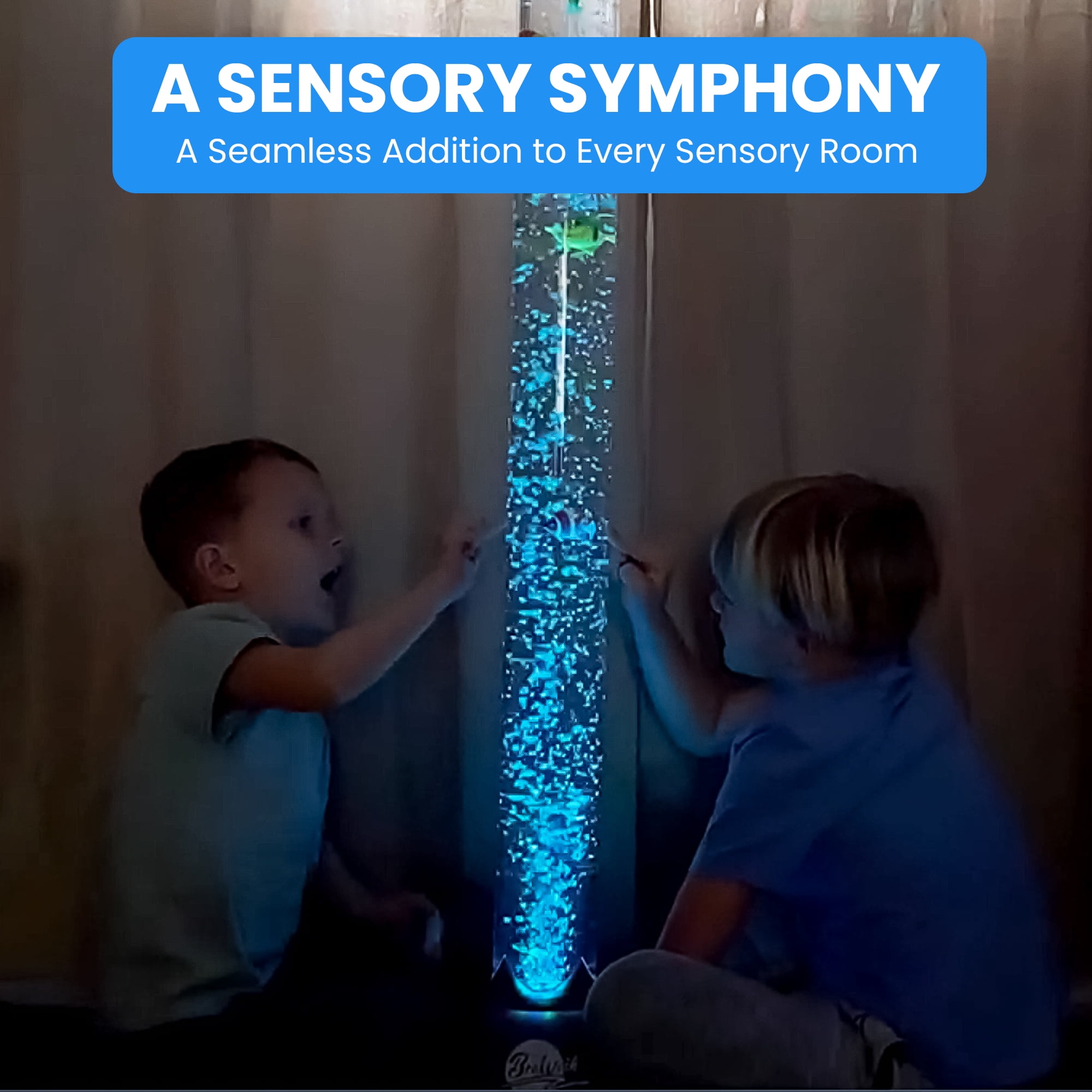 Brewish 4FT Sensory LED Water Bubble Tube Lamp with 16 Color Changing Night Light Effects, Fake Aquarium Tank & Gift for Kids, Autism, Remote Control & 12 Fishes