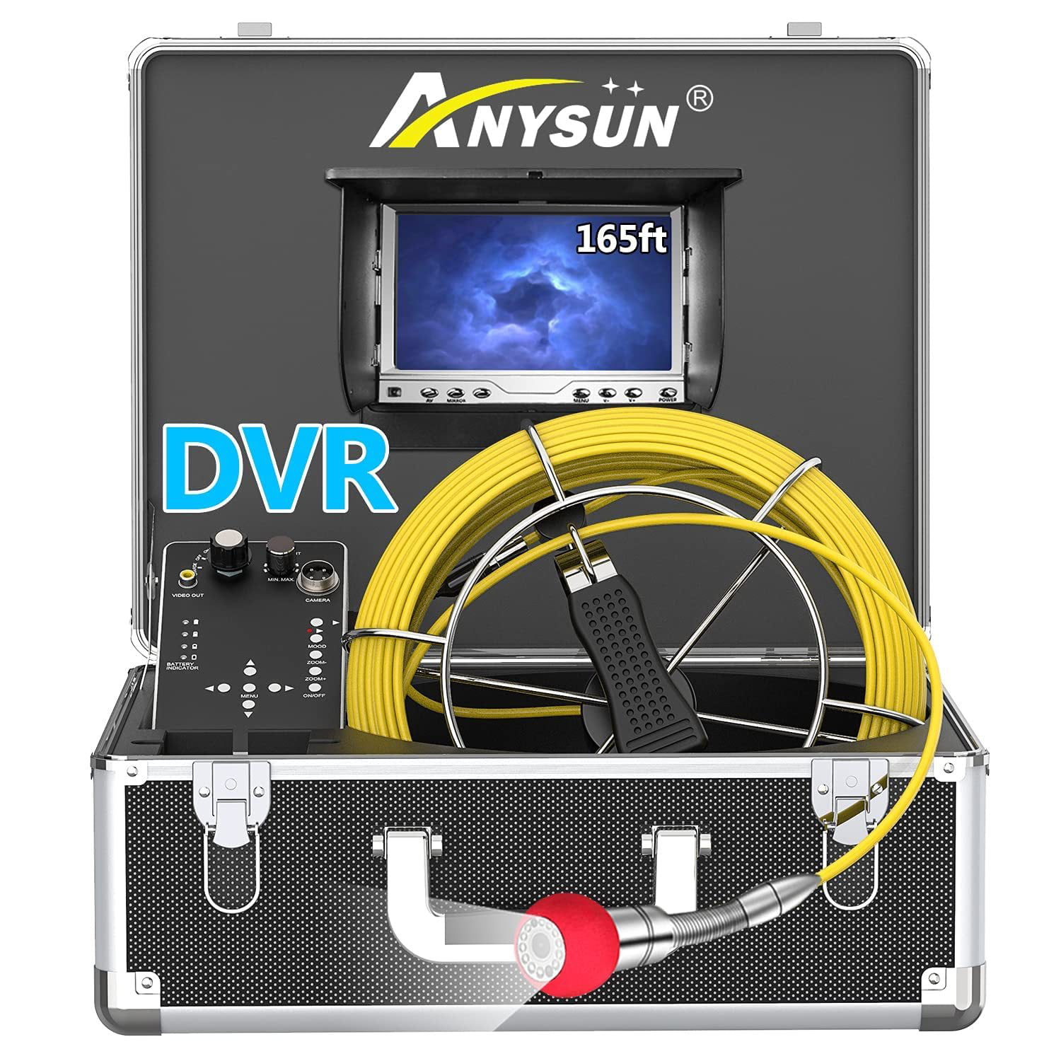 7" LCD Pipe Inspection Pipeline 50M Drain Sewer Waterproof Camera 16G Recording 