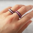 thumbnail image 2 of Hot Pink and Black Stripe Silicone Ring for Women and Men 8mm Bandwidth, 2 of 4
