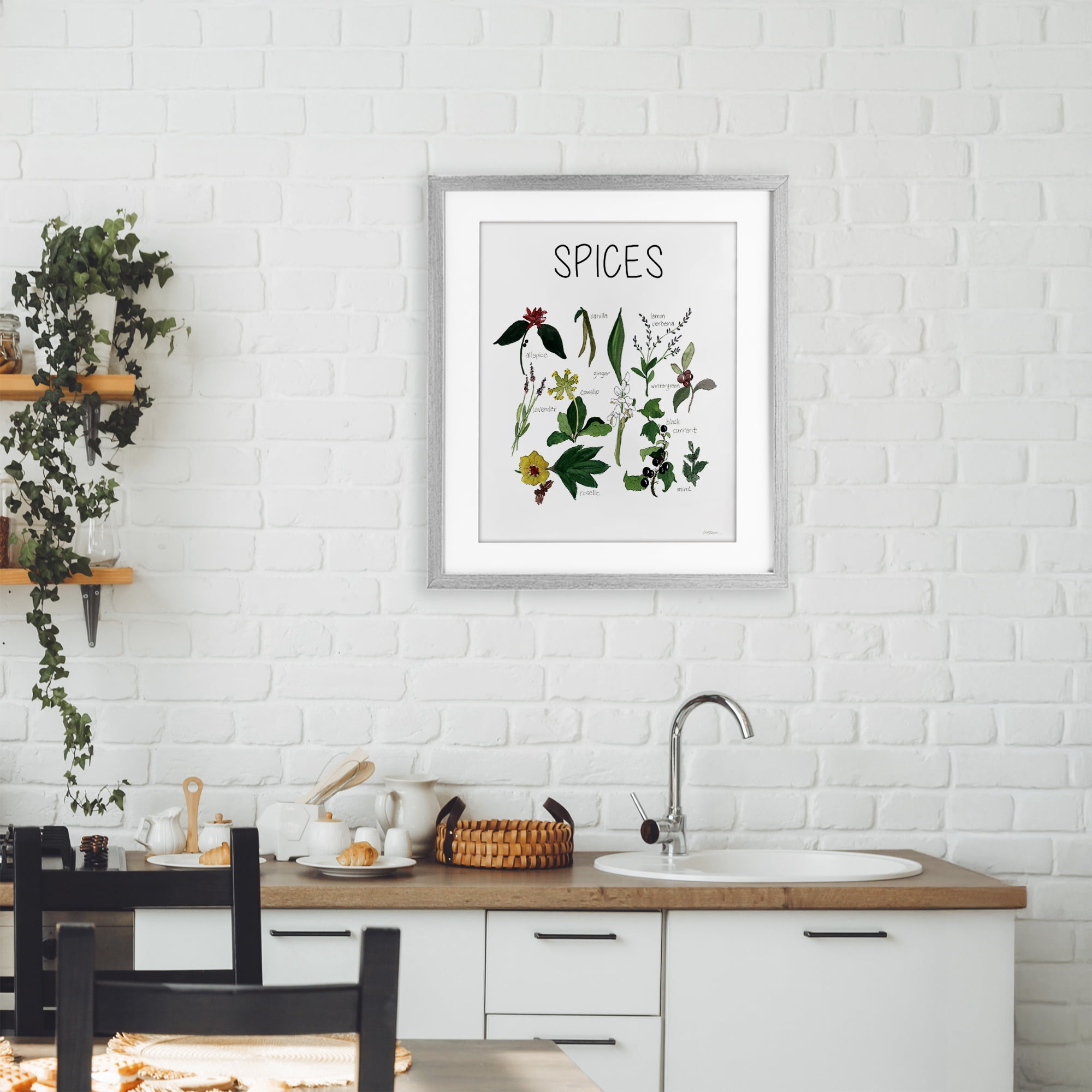Stupell Industries Spices Identification Chart Gray Framed Print Under Glass, design by Carol Robinson