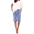 thumbnail image 5 of vigerkar Women's Elastic Waist Knee Length Casual Cotton Bermuda Shorts with Drawstring Purple, XL, 5 of 6