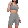 thumbnail image 3 of Leggings Fitness Sport Stretch Short Pants Mujer Pantalones de yoga, Gris, M Noticed AP002149-14, 3 of 7