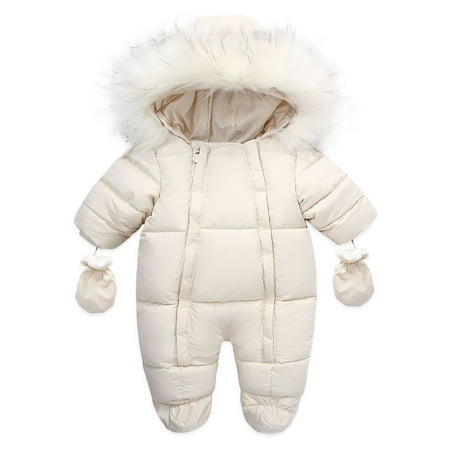 

Dpytoraw Baby Girl Boy Coat Winter Snowsuit Toddler Jacket Clothes Zipper Jumpsuit Hooded Snow Wear Coat Outwear Size 6-12 Months