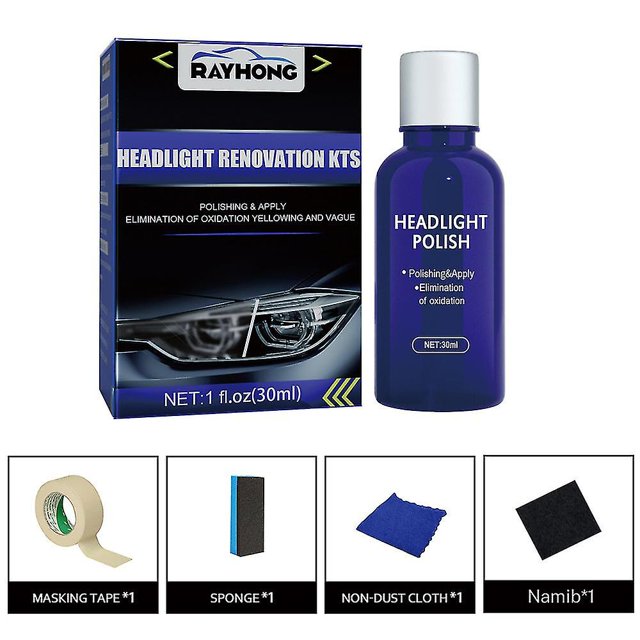 Car Headlight Restoration Set Fluid Repair Kit Plastic Light Polish Cleaner Kr