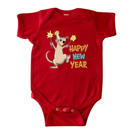 

Inktastic Happy New Year Rat with Sparklers in Party Hat Gift Baby Boy or Baby Girl Bodysuit