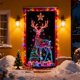 thumbnail image 5 of Cubierta de puerta navideña fluorescente con estampado de Papá Noel y árbol | Pancarta navideña luminosa para decoración de interiores y exteriores | Decoración de puerta de poliéster de 90 x 180 cm, 5 of 5
