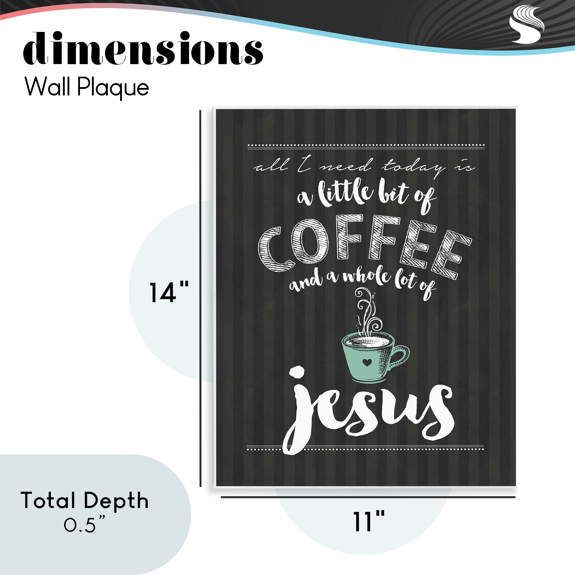 Little Coffee & Whole Lot Of Jesus Wall Plaque Art, design by Lettered and Lined