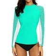 thumbnail image 1 of Women's Long Sleeve Rash Guard UPF 50+ Striped Swim Shirts, 1 of 6