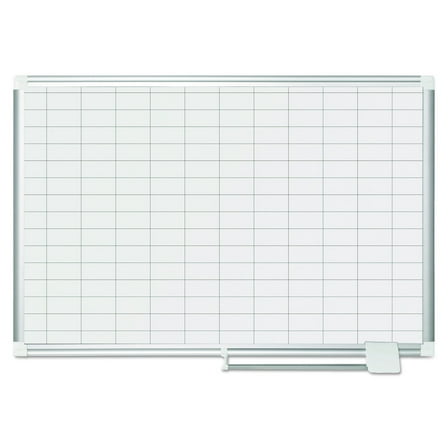 MasterVision MA0392830 36 in. x 24 in. Gridded Magnetic Steel Dry Erase Project Planning Board - White Surface, Satin Aluminum Frame