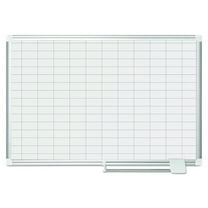 MasterVision MA0392830 36 in. x 24 in. Gridded Magnetic Steel Dry Erase Project Planning Board - White Surface, Satin Aluminum Frame
