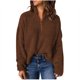 thumbnail image 1 of Puntoco Suéter Mujer Casual Sexy Moda Color Sólido Manga V-Cuello Fruncido Jersey Blusa Tops Navidad Liquidación Puntoco Puntoco-3918, 1 of 6