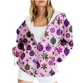 thumbnail image 1 of Puntoco Chaqueta Con Capucha Y Manga Larga Con Cremallera Y Estampado Navideño Informal Para Mujer, 1 of 6