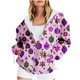 thumbnail image 1 of Puntoco Chaqueta Con Capucha Y Manga Larga Con Cremallera Y Estampado Navideño Informal Para Mujer, 1 of 6