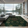 thumbnail image 2 of ODIKA 8'x10' Washable Area Rug Festive Botanical Snake Motif Border Circle Round Leaves Rings Playful for Dining Room, Large Office, Lounge, Non-Slip Chair-Friendly Mat, 2 of 7