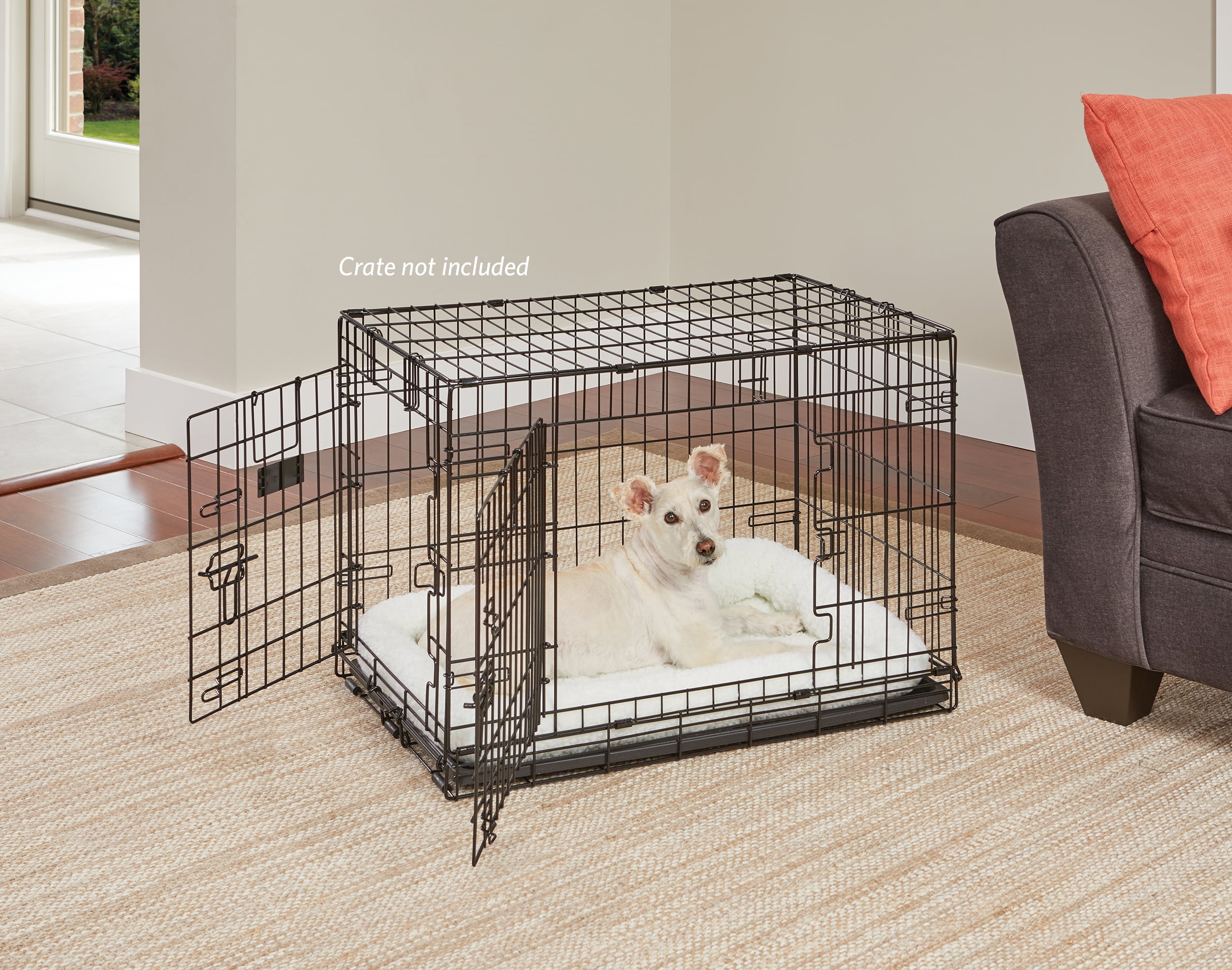 MidWest Homes for Pets Double Door iCrate Starter Kit, 30-inch Dog Crate Bundle for Medium Breeds, Includes Cage, Pet Bed, 2 Bowls and Privacy Cover