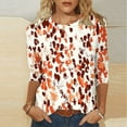 thumbnail image 2 of CYMMPU Women's Business Work Blouses Tunic Tops Crewneck Summer Fall Floral Printed 3/4 Length Sleeve Vintage Swing Shirts Basic Tees 2025 Clothes Orange XXXXXL, 2 of 7