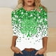 thumbnail image 1 of TaTaai Women's Spring Festival Top Round Neck 3/4 Sleeve Green St. Patrick's Day Print T-Shirt Loose Fit Casual Holiday Blouse Gift, 1 of 5