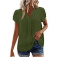 thumbnail image 2 of Penkiiy Spring Summer Fashion Must-Have: Premium Soft Stretch V-Neck Lace Trim Blouse | Women's Tops for Casual & Party 2XL Green, 2 of 8