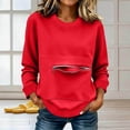 thumbnail image 4 of SETOOFF Womens Long Sleeve Sweatshirts Crew Neck Zip Front Pocket Loose Casual Shirts Pullover Tops Women Spring Fall Lounge Travel Daily Outfit, 4 of 6