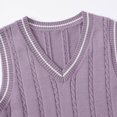 thumbnail image 7 of KPOPLK Fall Unisex Sweater Vest Boy and Girl Cable Knit Cotton Vest Kids Uniform Vest for Little Big Childrens Teenage Size 3-4 Years,Purple, 7 of 7
