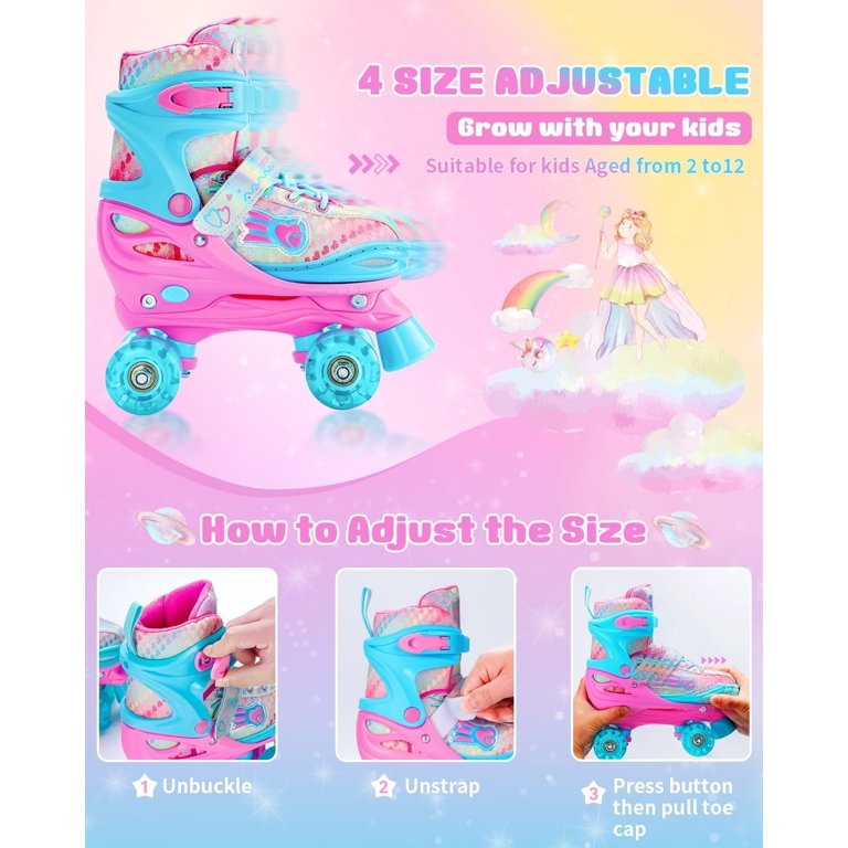 Lenexa UGOgrl Roller Skates For Kids & Women - Indoor/Outdoor Quad Skates With ABEC 5 Bearings, Urethane Wheels & Padded Boot