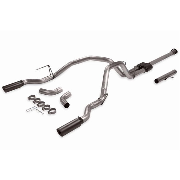 Flowmaster Exhaust System Kit 817936 Outlaw Cat-Back System; 409S Stainless Steel; With Muffler; 3 Inch Pipe Diameter; Single Exhaust With Dual Exit; Split Rear Exit