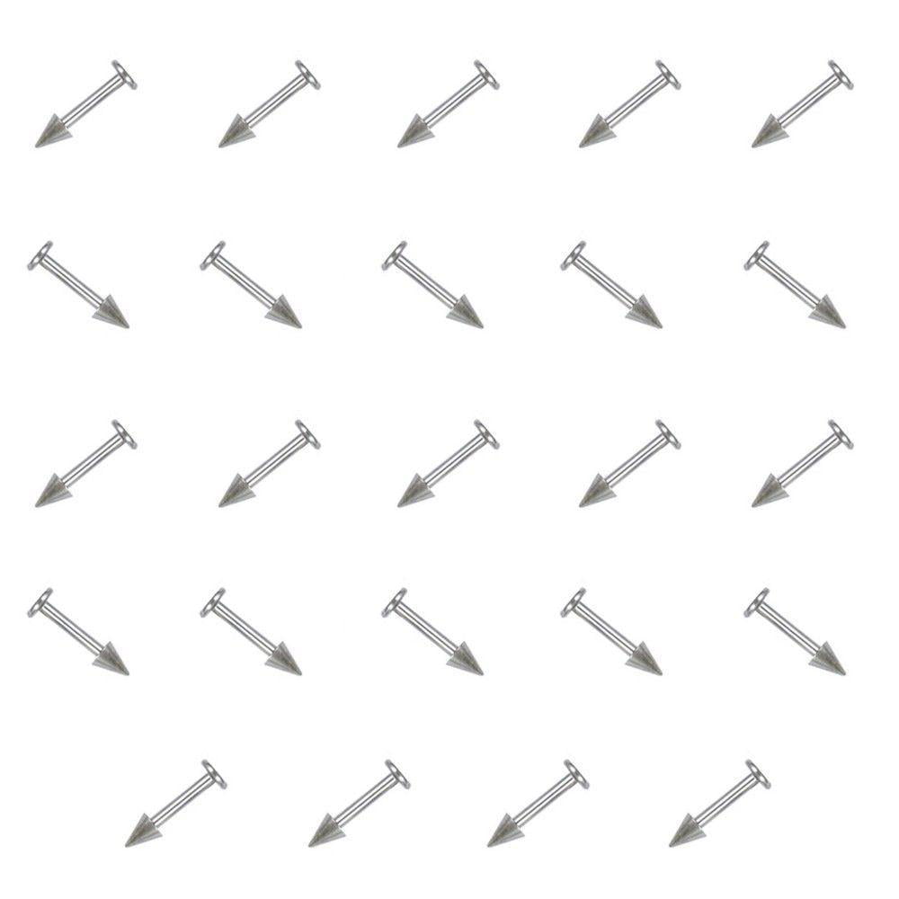 24 Pack Labret Monroe Piercing Barbells with Spike Ends 316L Steel 14g and 16g 