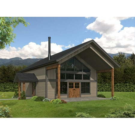 001-3877: Cabin A-frame 2 Bed, 1 Bath Luxury Home Plan, 1172 Sq Ft: Full Blueprints with License to Build by Home Plan Marketplace - Lesuto