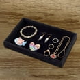 thumbnail image 4 of Velvet Jewelry Tray Black Stackable Showcase Jewelry Display Stand Drawer Removable Cosmetic Holder Jewelry Organizer Storage for DIY Earring Necklaces Pendants Bracelet Ring 8.94" x 5.7" x 1.1", 4 of 7