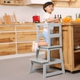 thumbnail image 5 of Open Box SDADI Kids Kitchen Step Stool Holds up to 150lbs with Safety Rail,Gray, 5 of 11