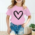 thumbnail image 2 of XEGLSBU Shirts for Girls 10-12 White Kid Girls Cute Graphic Round Neck Short Sleeve Tee Summer Casual T Shirt Pink Size 1-2 Years, 2 of 5