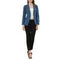 thumbnail image 2 of INSPIRE CHIC Women's Jean Blazer Lapel Notch Collar Long Sleeve Denim Jackets XS Denim Blue, 2 of 7