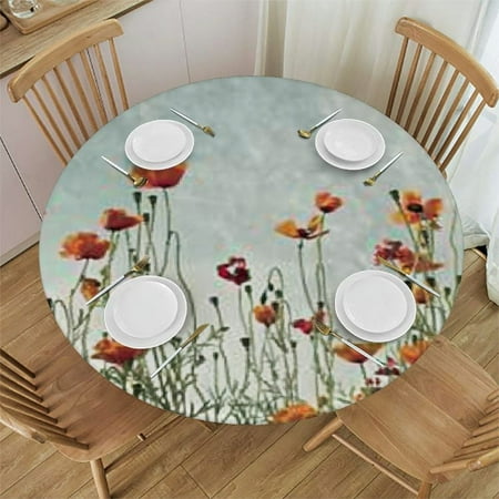 

BCIIG Flowers Sky Wall Round Table Cover Stain Resistant Washable Indoor Outdoor Tablecloth Kitchen Dining Wedding Parties 100% Polyester for Picnic Dining Kitchen Farmhouse 46 -50