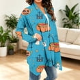 thumbnail image 4 of IYYVV Halloween Cardigan Pumpkin Goast Witch 2026 Halloween Sweaters for Women Long Sleeve Oversized Cardigan Blue L, 4 of 7