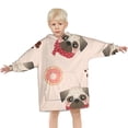thumbnail image 3 of Pug and Donut Blanket Hoodies for Kids 6-13YR Oversize Wearable Blanket Hoodies for Boys Girls Teens, 3 of 7