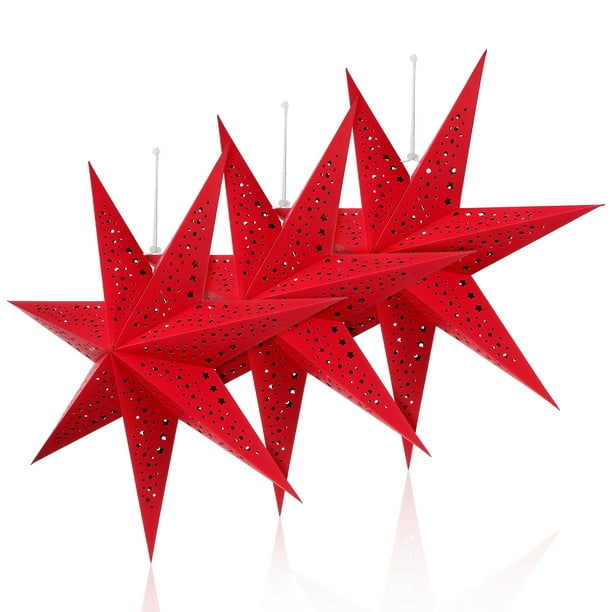 Lámpara colgante de techo creativa con pantalla estereoscópica en forma de estrella navideña (3 unidades).