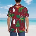 thumbnail image 6 of Balery Dinosaur Christmas Happy New Year Print Men's Hawaiian Shirts Short Sleeve Beach Shirt Relaxed Fit Vacation Button Down Shirts-XX-Large, 6 of 9