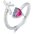 thumbnail image 1 of ORUYROP Silver Initial Rings Cubic Zirconia Heart Rings for Women Adjustable Letter Rings Birthday Jewelry Gift for Mom Girlfriend Christmas, 1 of 7