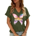 thumbnail image 1 of TIMIFIS Hauts Graphiques Décontractés pour Femmes Chemises d'Été Manches Courtes Chandail Col en V Printemps Léger Ample Confortable Sortie Tenue de Mode Blouse Vacances, 1 of 6