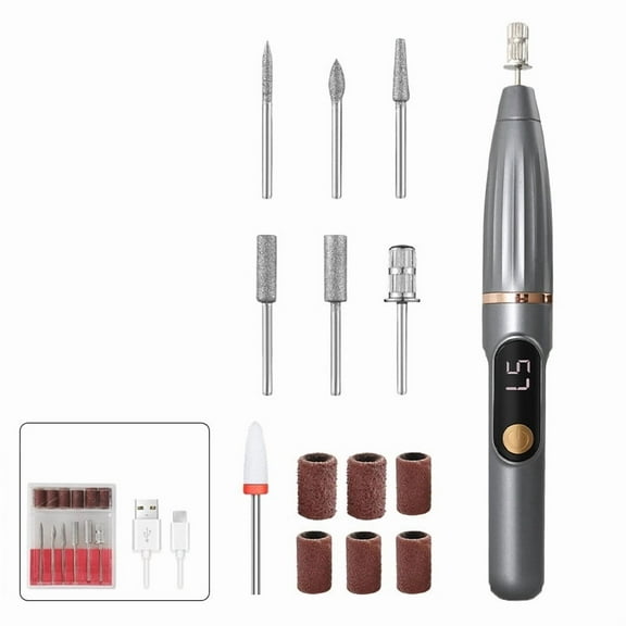 Nail Drills Automatic Electric Nail Trimmer for Adults Portable Long Handle Rechargeable Type-C Connector Portable 15,000 RPM