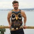 thumbnail image 6 of Fotbe Quirky Owl With Glasses Pattern Men's Quick Dry Workout Tank Top Gym Muscle Tee Fitness Bodybuilding Sleeveless T Shirt Breathable Workout Shirt-3X-Large, 6 of 9